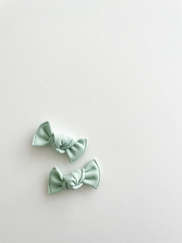 light-sage-crepe-knot-bows Boosh Baby - Sophia's Style-1